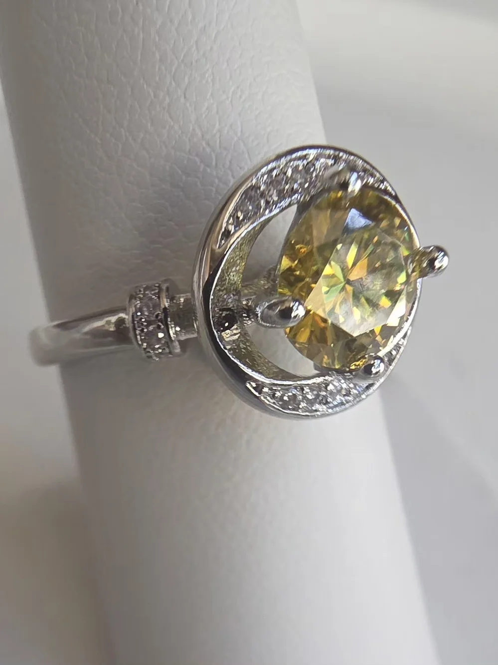 Yellow Round Halo Cocktail Ring - Women Jewelry